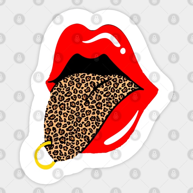 Red lips leopard store tongue
